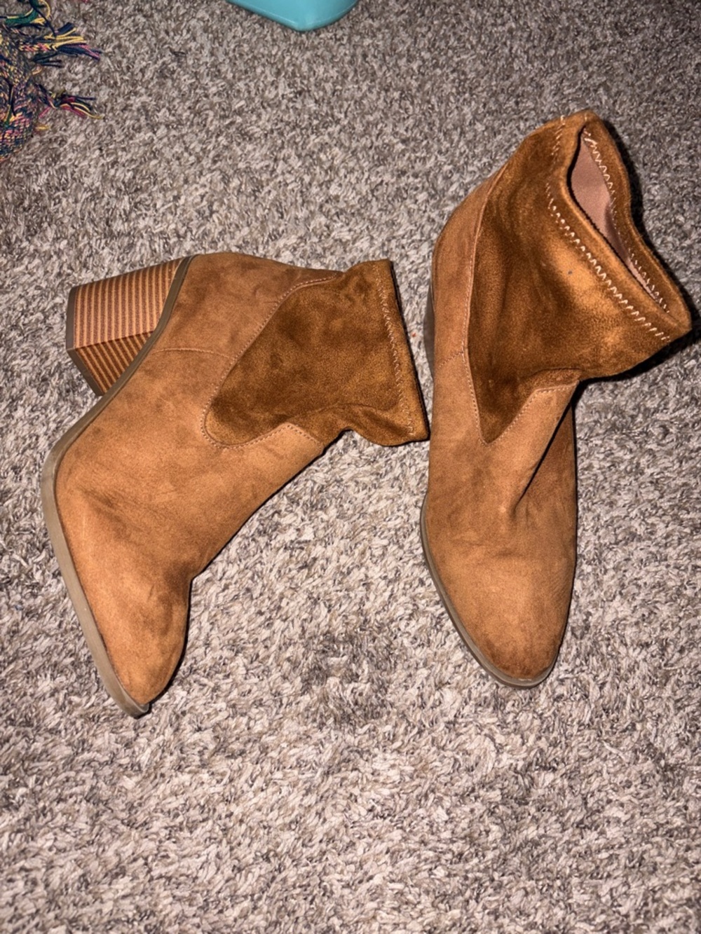 a.n.a Women’s Suede Ankle Booties in Cognac Brown